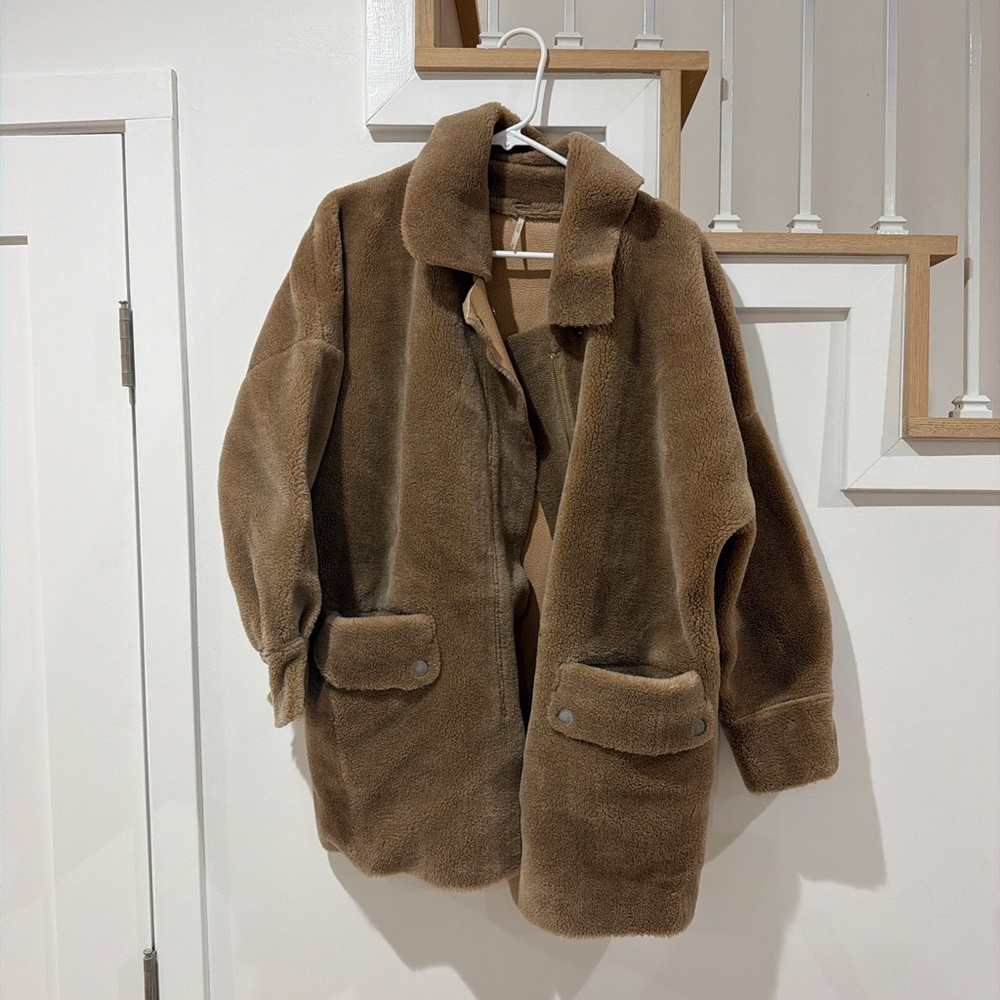 Free People Plush Teddy Coat in Brown